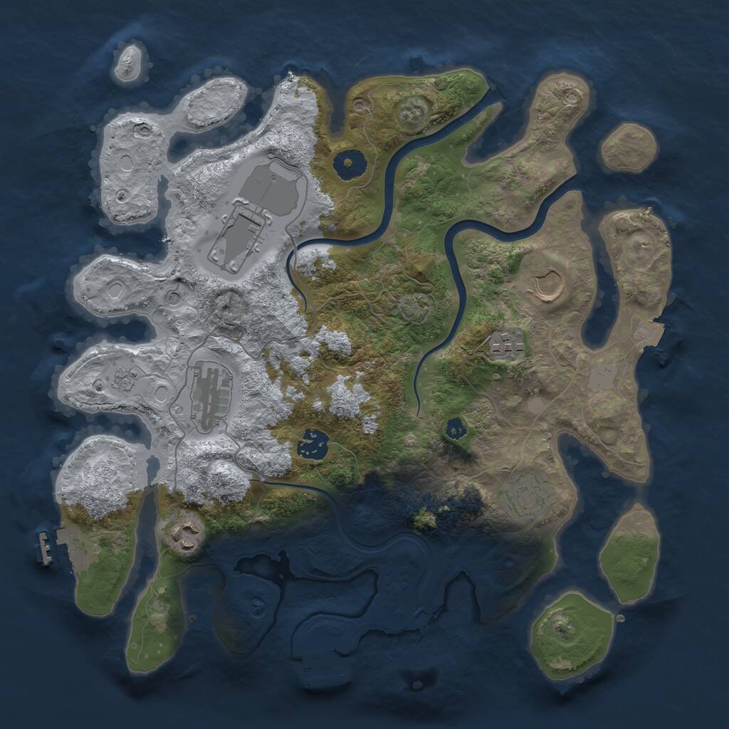 Rust Map: Procedural Map, Size: 3500, Seed: 515727, 13 Monuments