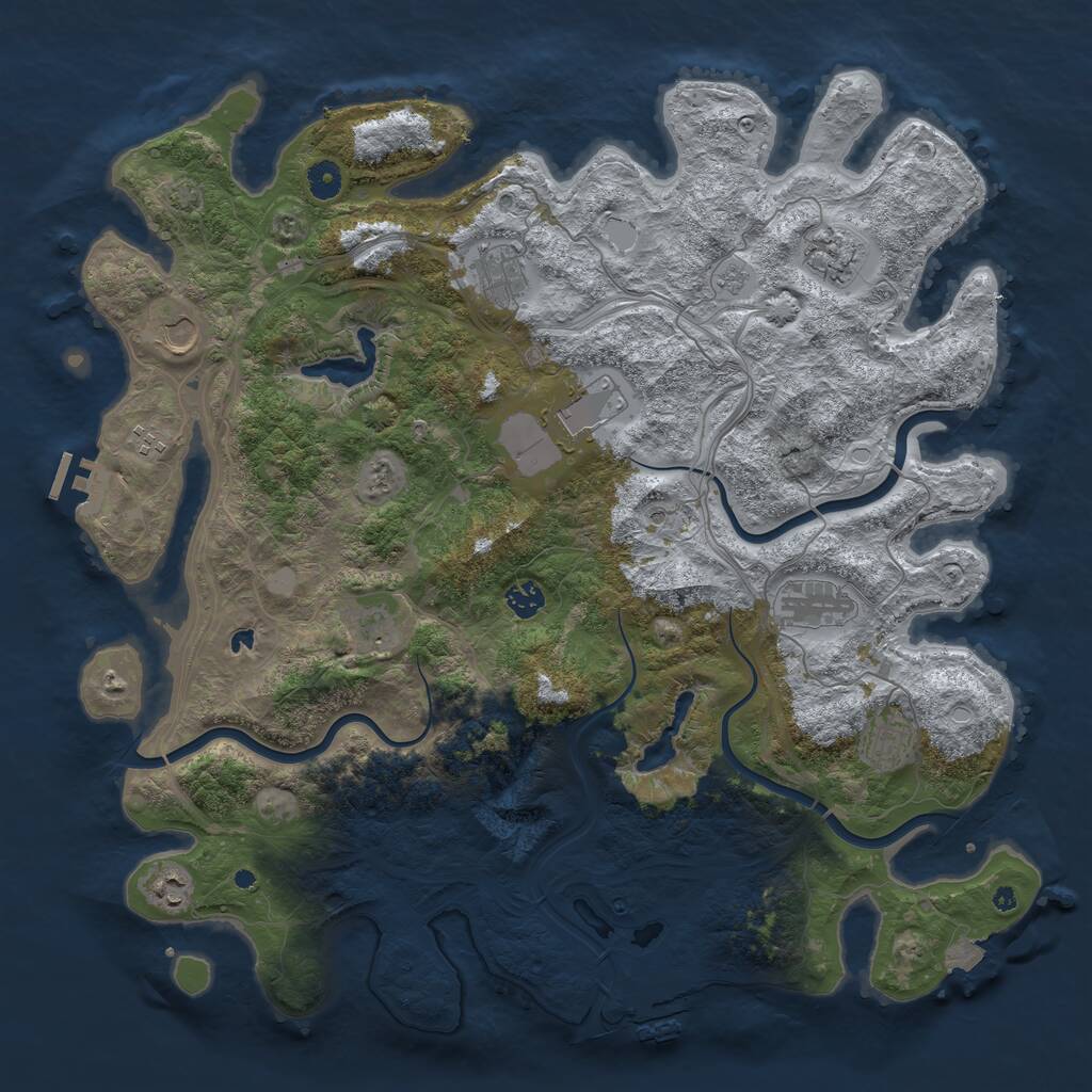 Rust Map: Procedural Map, Size: 4500, Seed: 1257821657, 16 Monuments