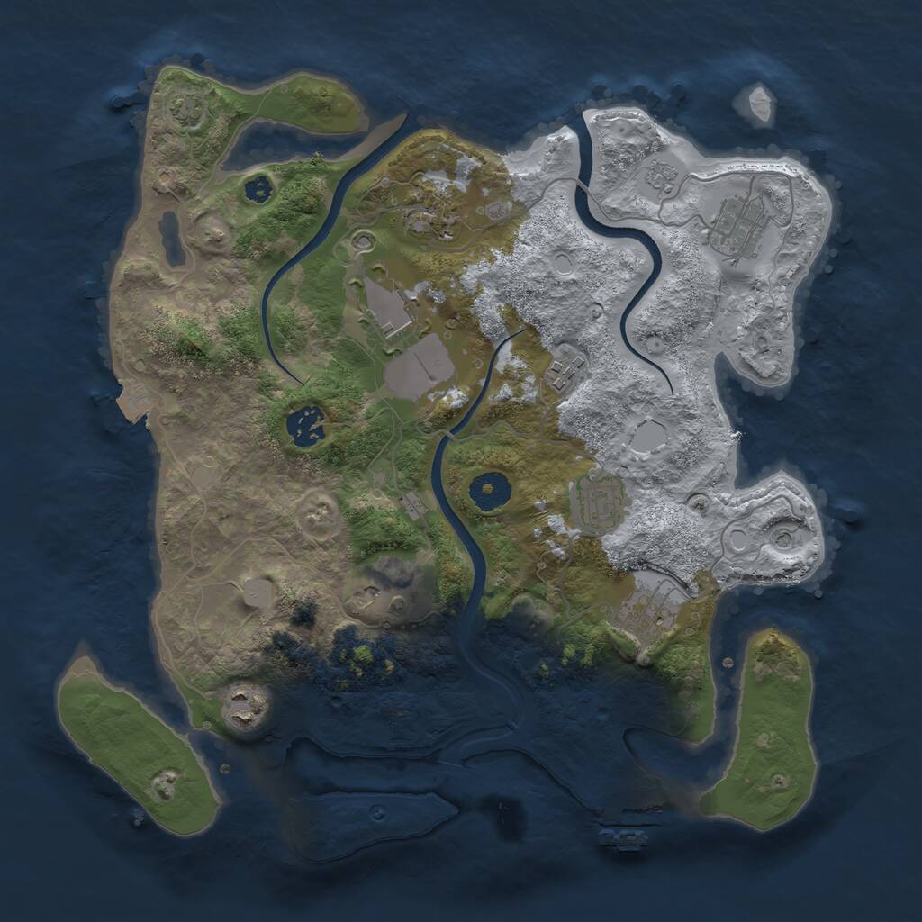 Rust Map: Procedural Map, Size: 3500, Seed: 679625, 14 Monuments