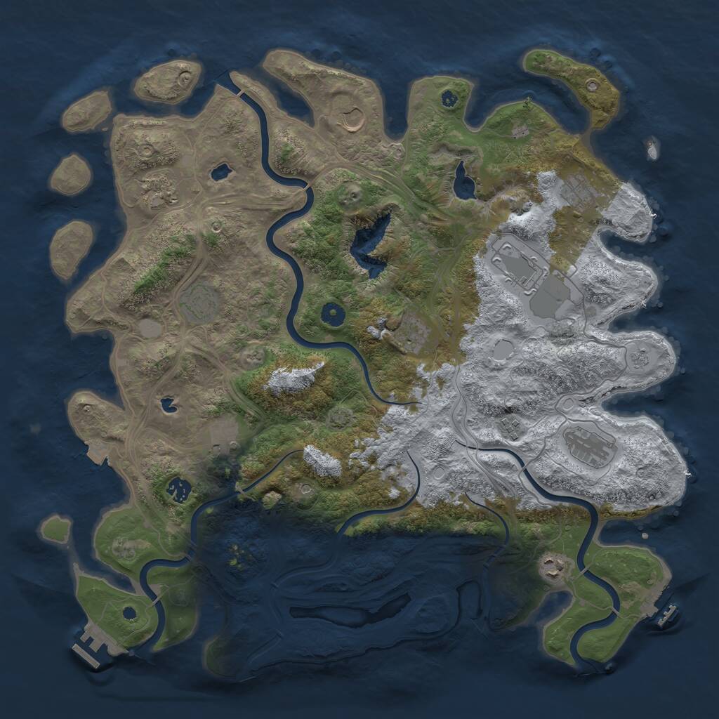 Rust Map: Procedural Map, Size: 4500, Seed: 904249977, 17 Monuments