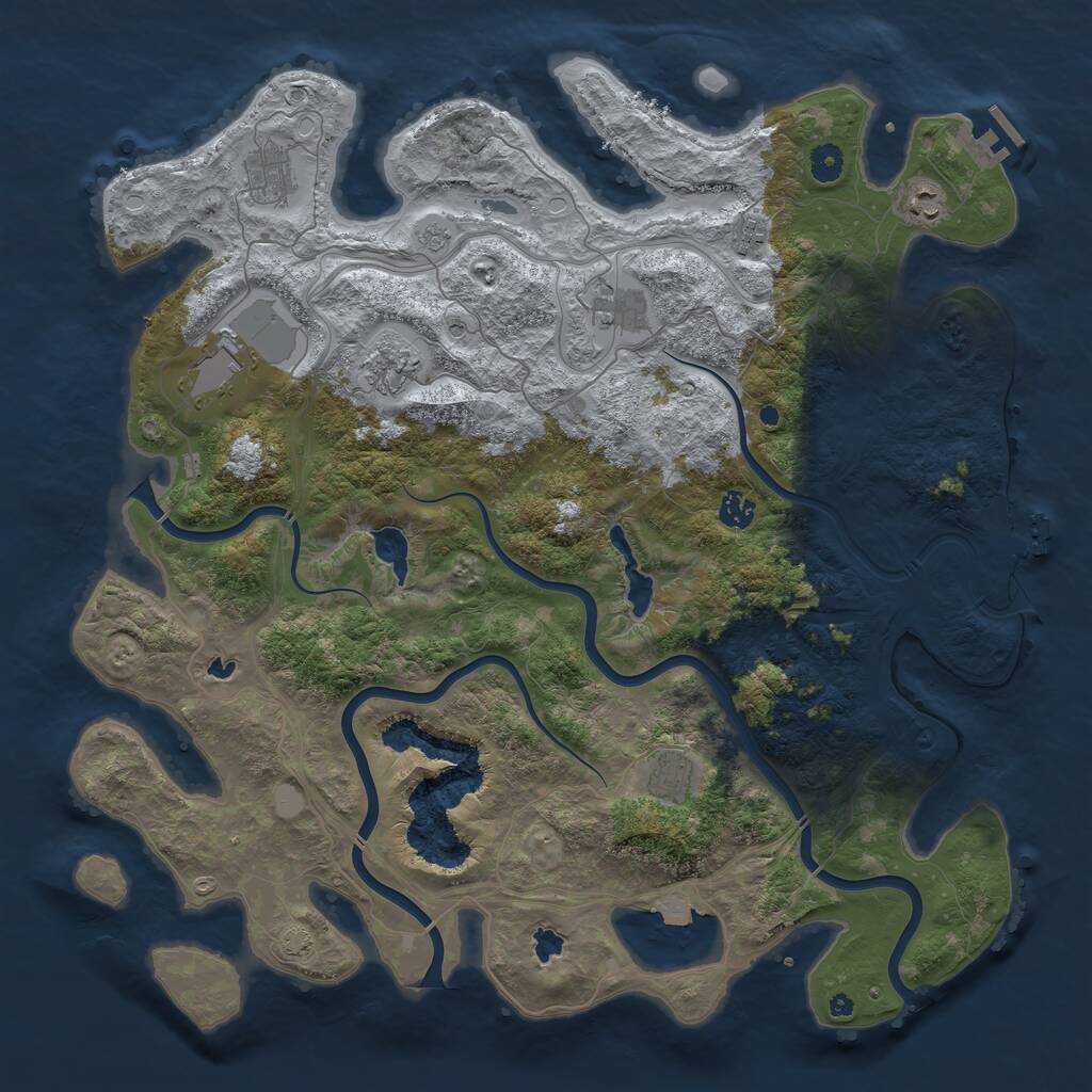 Rust Map: Procedural Map, Size: 4500, Seed: 1415738502, 14 Monuments