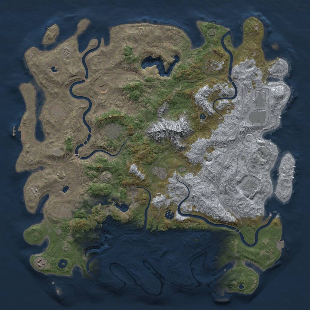 Rust Map: Procedural Map, Size: 5000, Seed: 1340555821, 17 Monuments