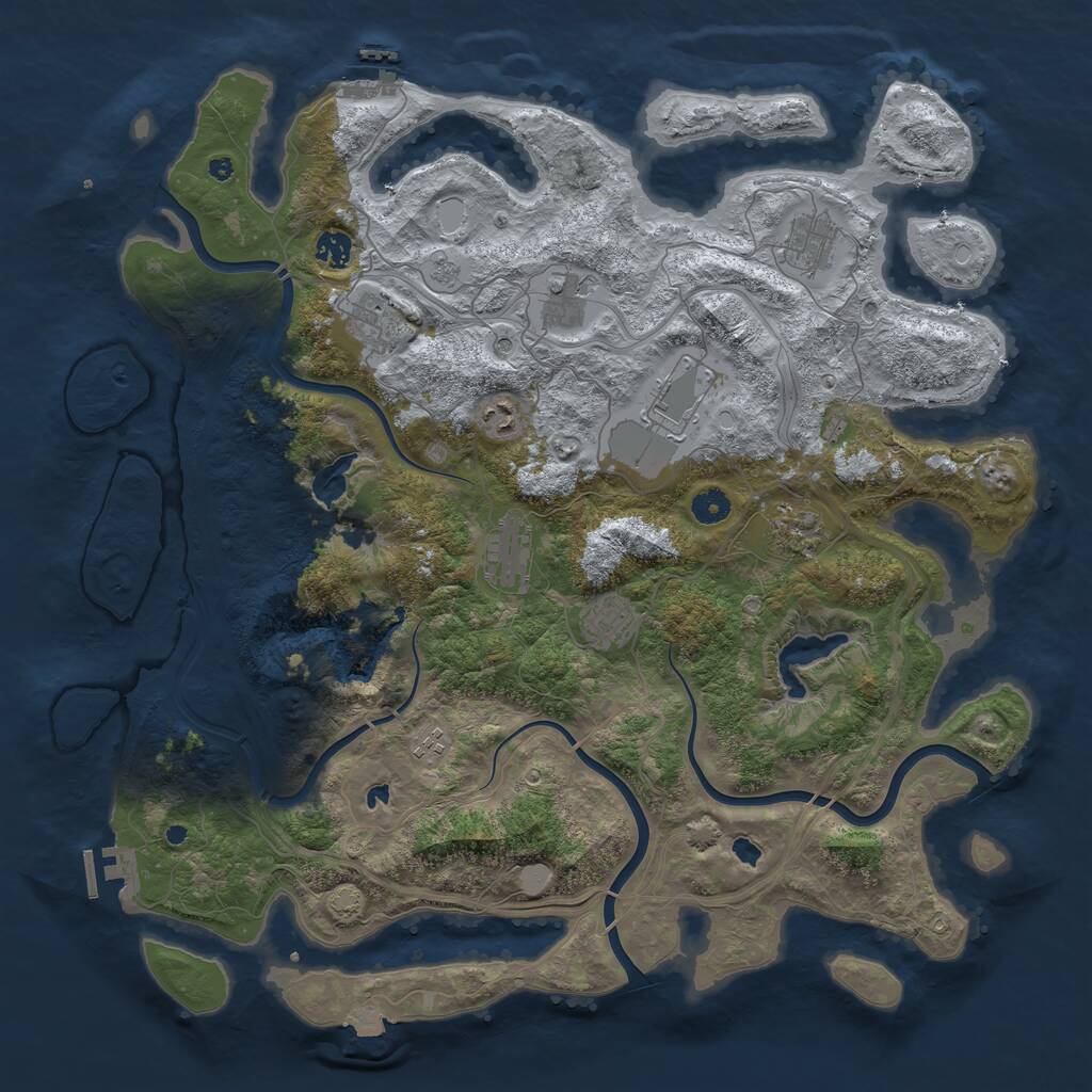 Rust Map: Procedural Map, Size: 4500, Seed: 1065581239, 16 Monuments