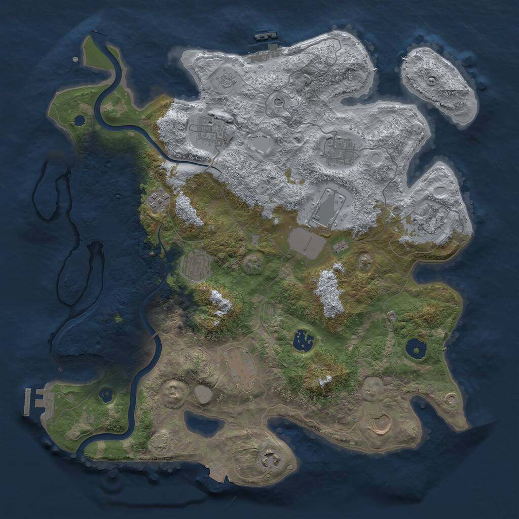 Rust Map: Procedural Map, Size: 3800, Seed: 1826868138, 16 Monuments
