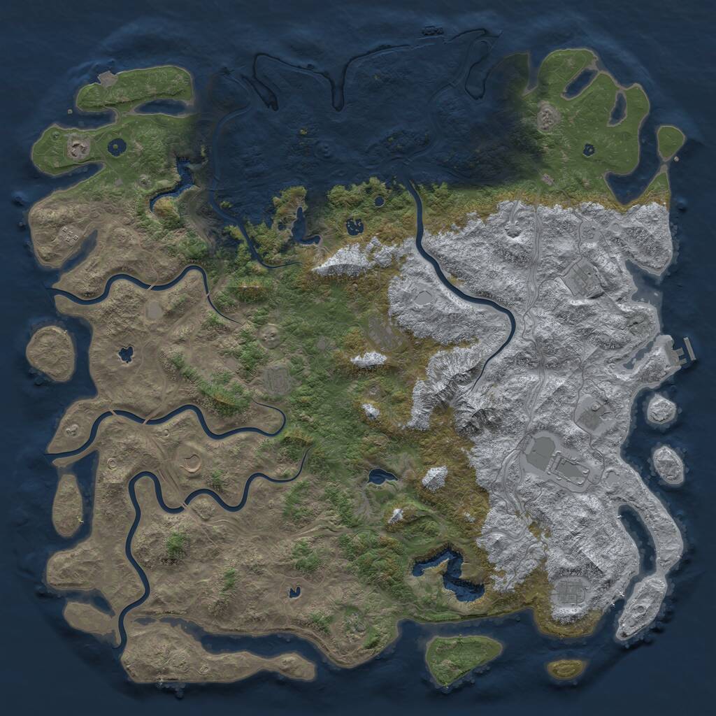 Rust Map: Procedural Map, Size: 6000, Seed: 356, 17 Monuments