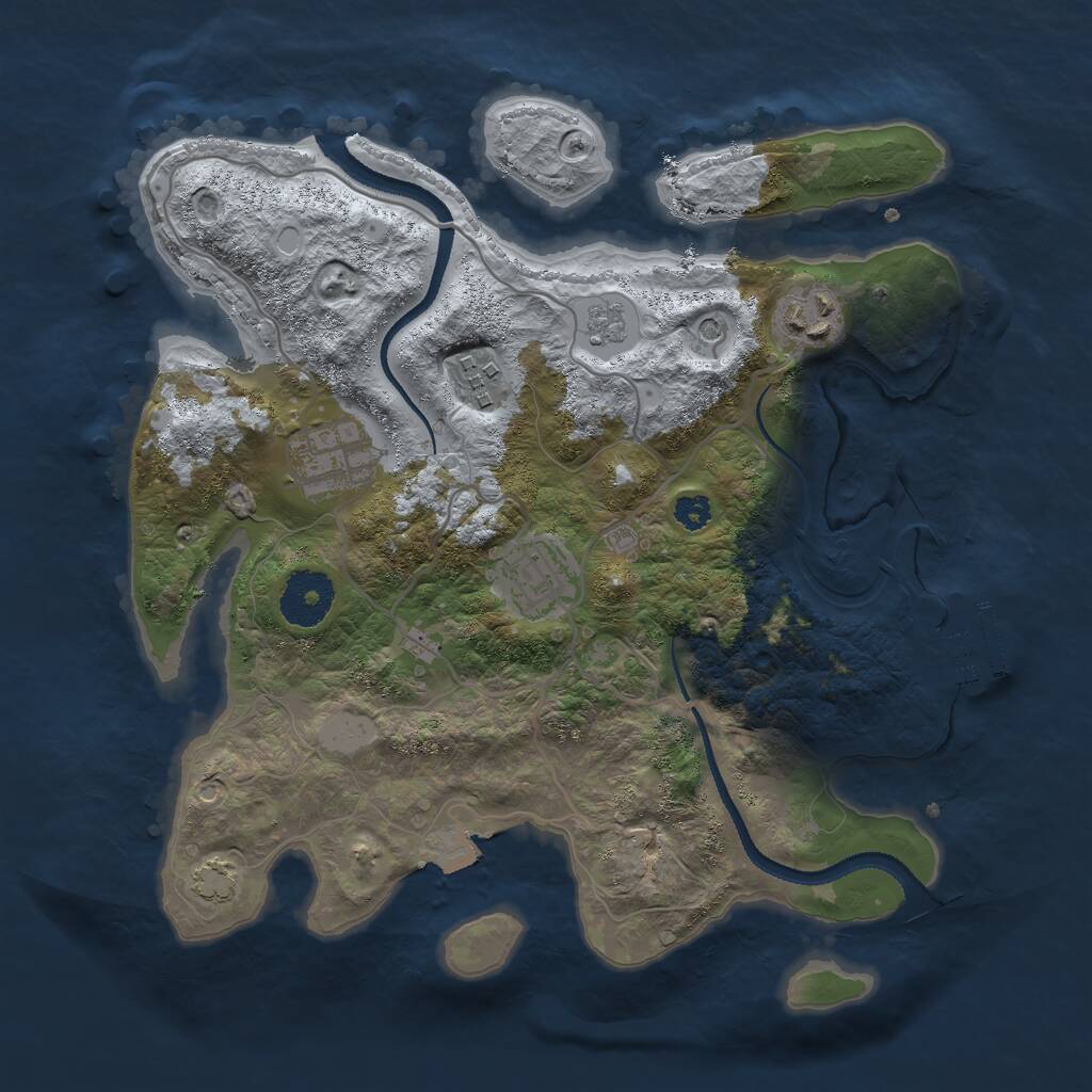 Rust Map: Procedural Map, Size: 3000, Seed: 1024569441, 9 Monuments