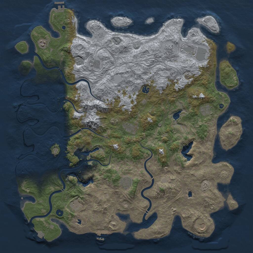 Rust Map: Procedural Map, Size: 5250, Seed: 1090819015, 17 Monuments