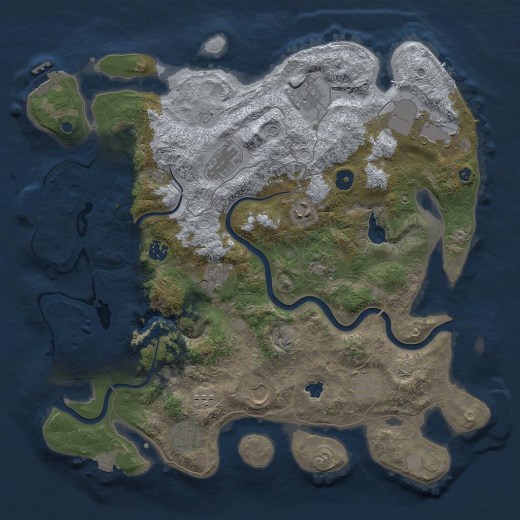 Rust Map: Procedural Map, Size: 4000, Seed: 311277, 17 Monuments