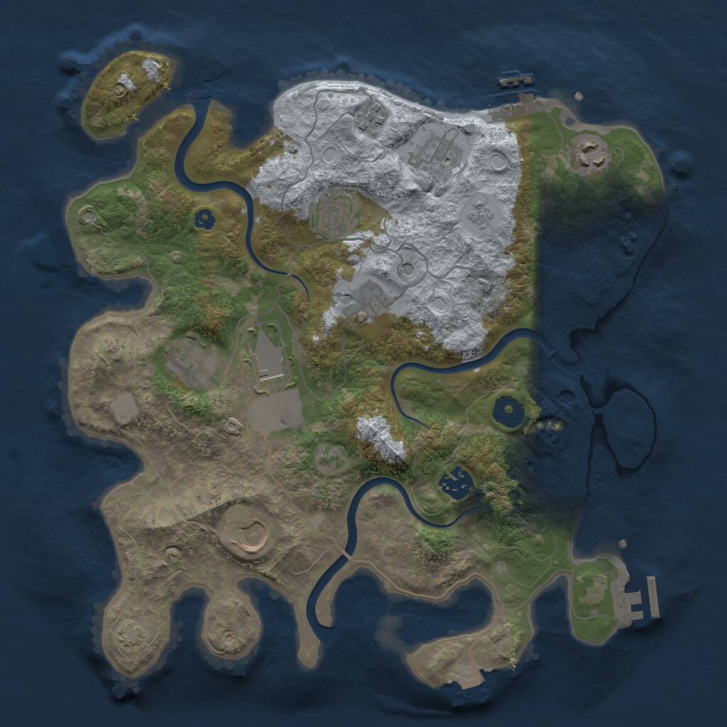 Rust Map: Procedural Map, Size: 3500, Seed: 460800, 15 Monuments