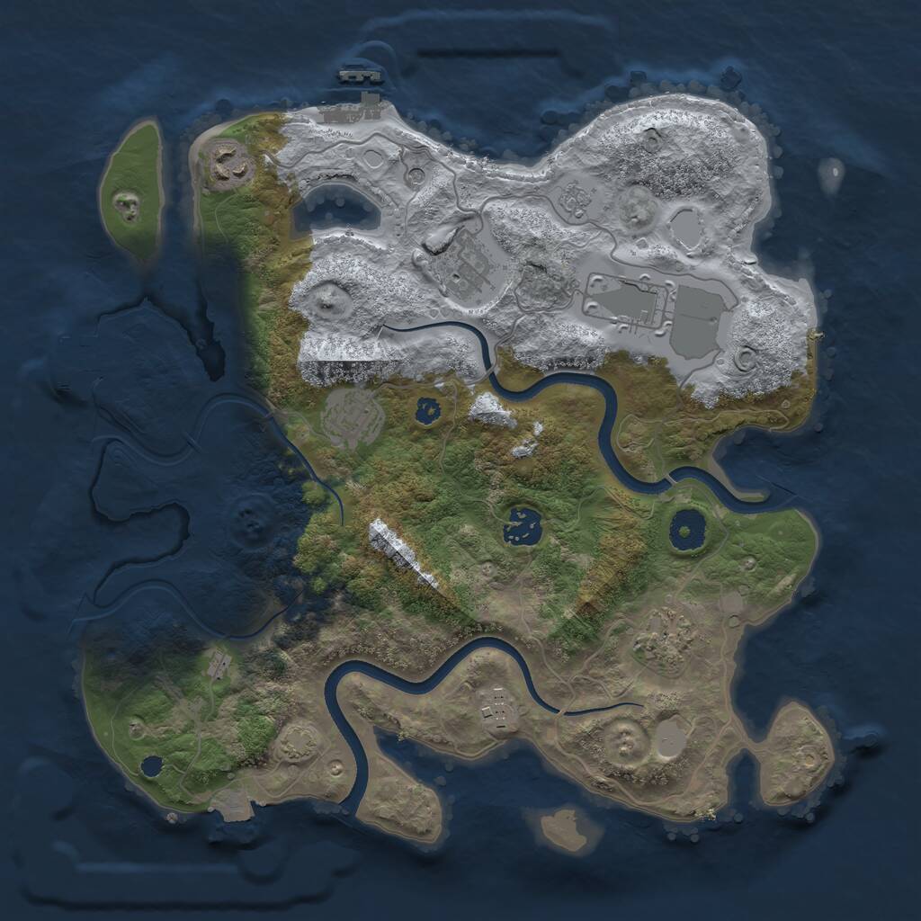 Rust Map: Procedural Map, Size: 3500, Seed: 650369, 13 Monuments