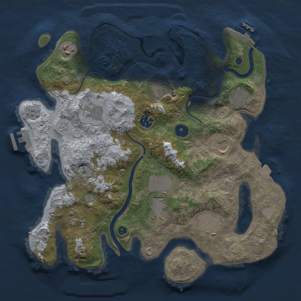 Rust Map: Procedural Map, Size: 3500, Seed: 59988890, 16 Monuments