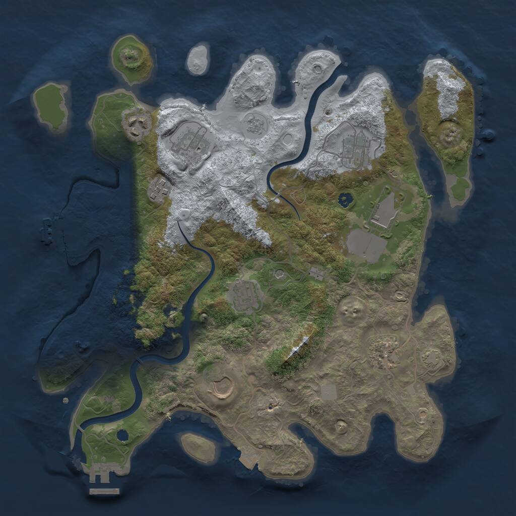 Rust Map: Procedural Map, Size: 3500, Seed: 306578, 14 Monuments