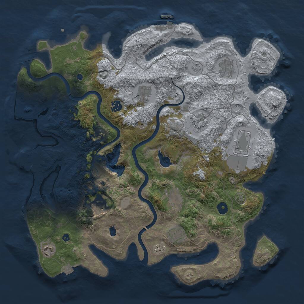 Rust Map: Procedural Map, Size: 4000, Seed: 543493, 16 Monuments
