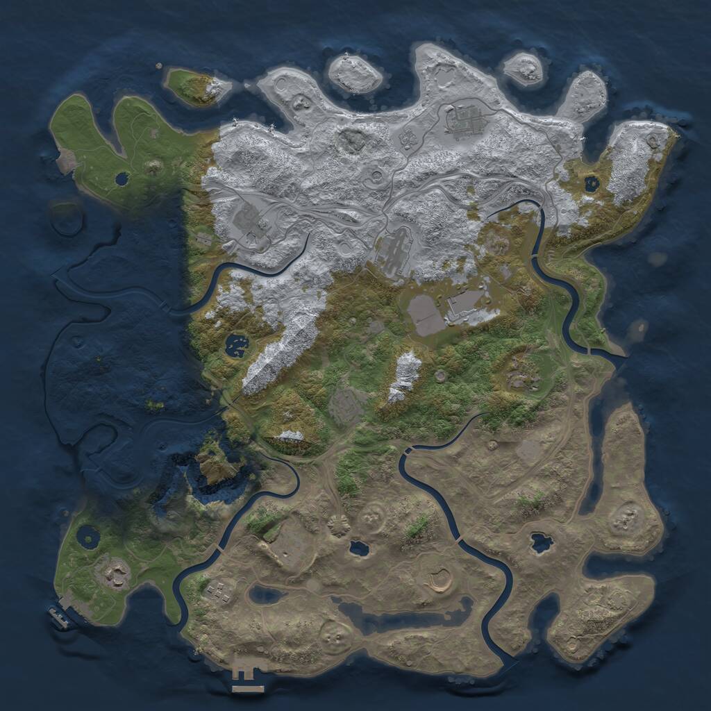Rust Map: Procedural Map, Size: 4500, Seed: 507547, 17 Monuments