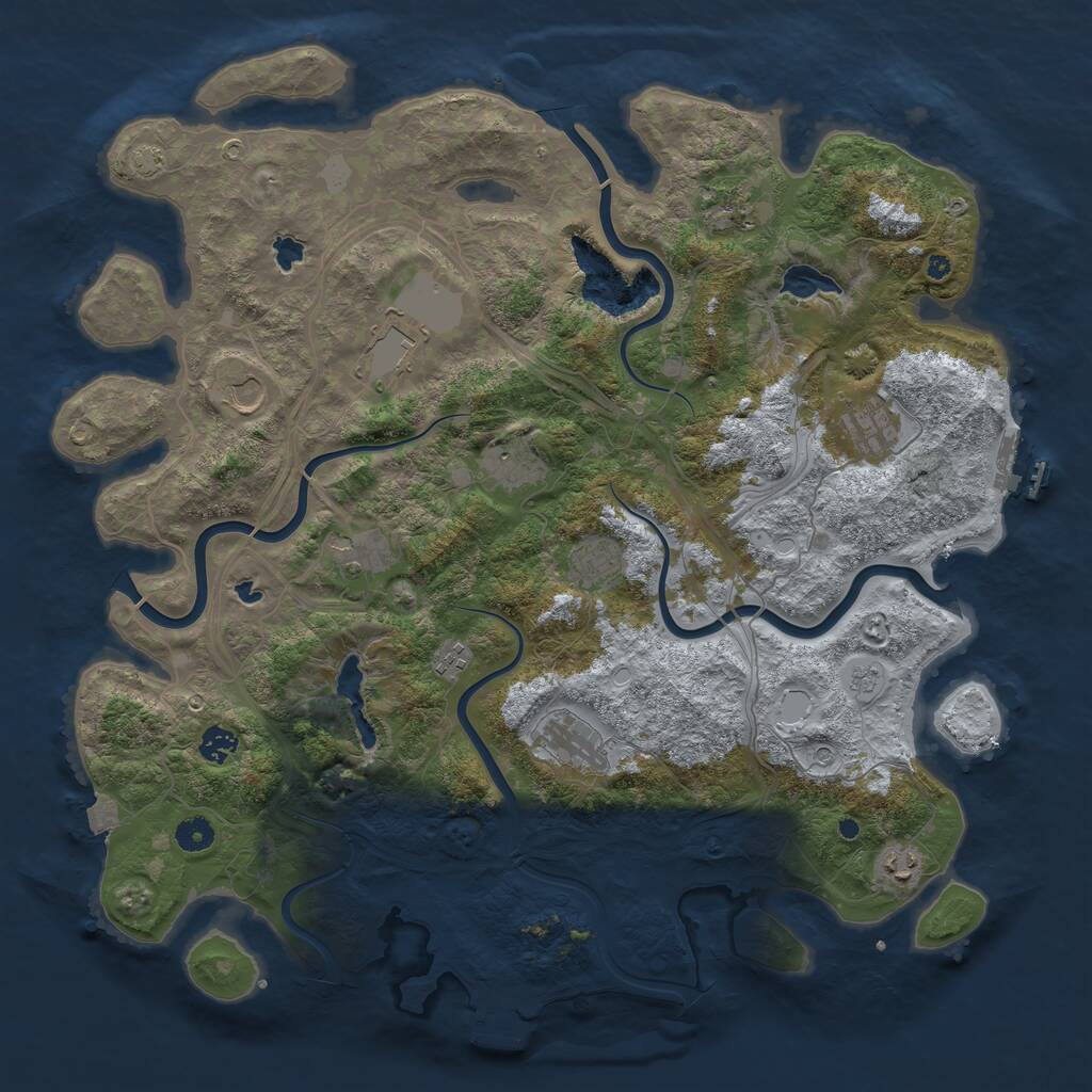 Rust Map: Procedural Map, Size: 4500, Seed: 817786480, 17 Monuments