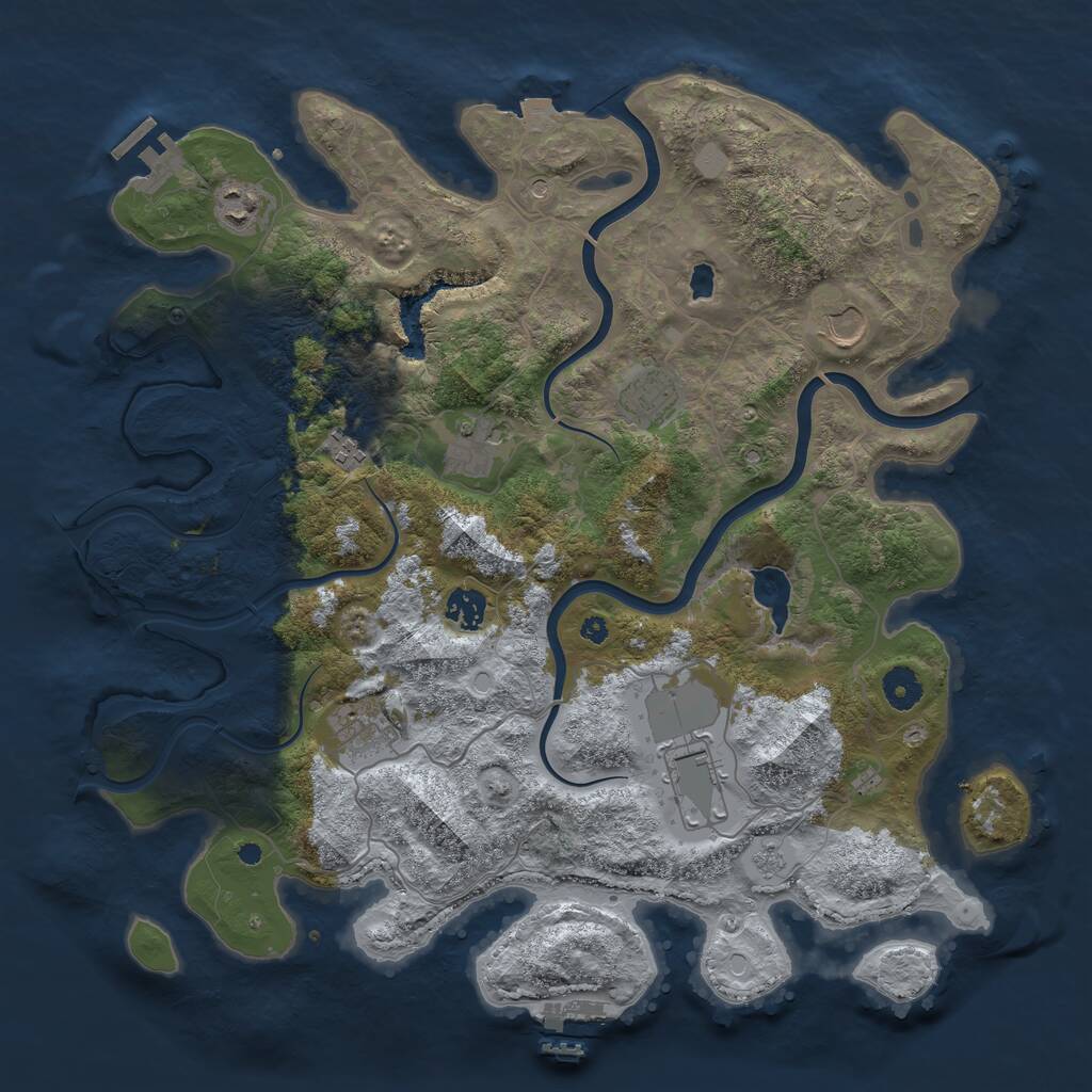 Rust Map: Procedural Map, Size: 4000, Seed: 810044, 14 Monuments