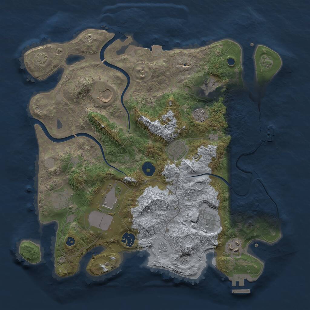 Rust Map: Procedural Map, Size: 3500, Seed: 464089, 15 Monuments