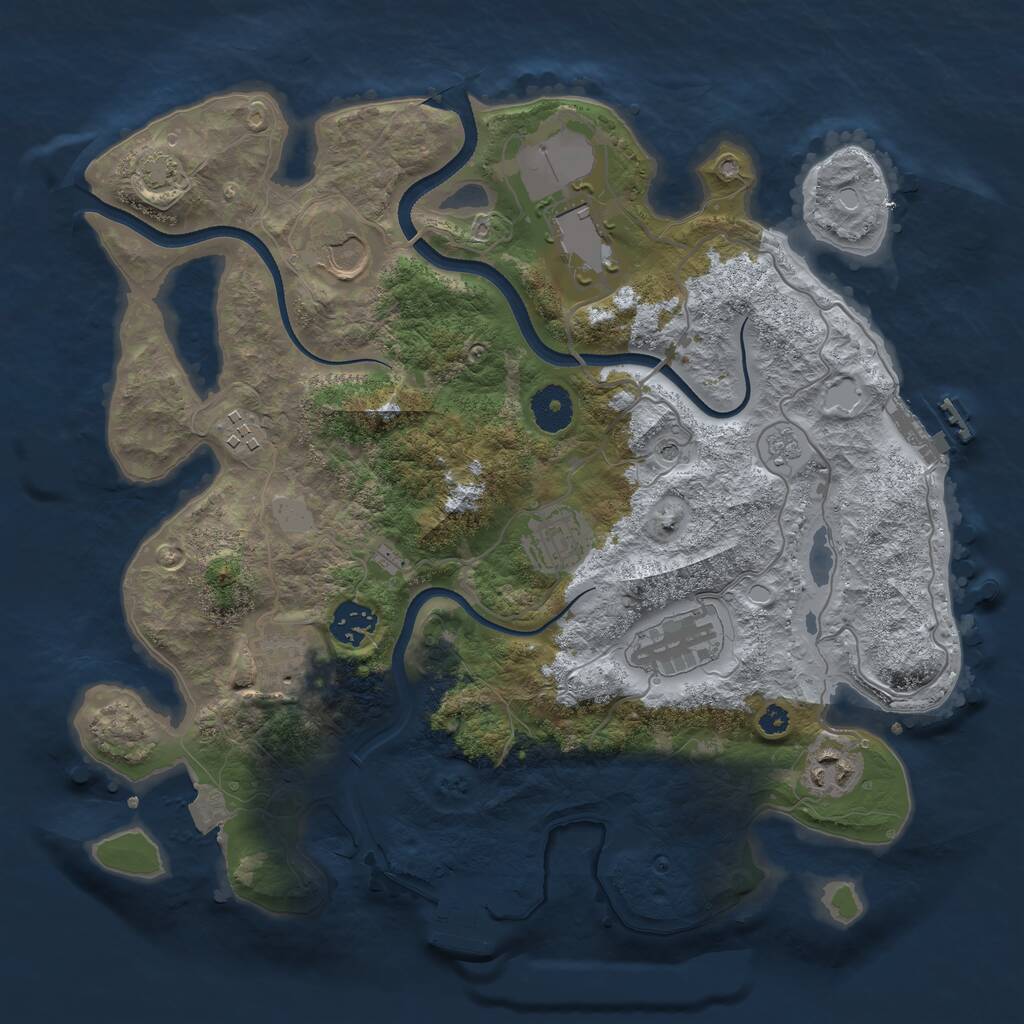 Rust Map: Procedural Map, Size: 3500, Seed: 239696785, 14 Monuments