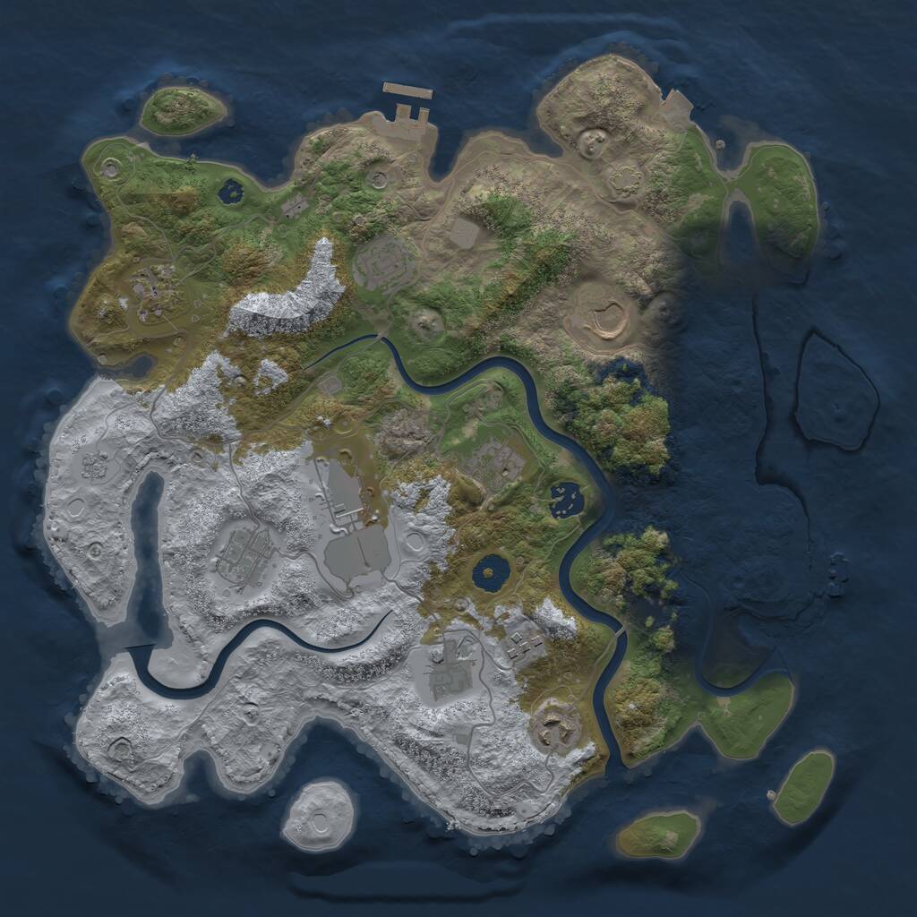 Rust Map: Procedural Map, Size: 3750, Seed: 722587, 16 Monuments