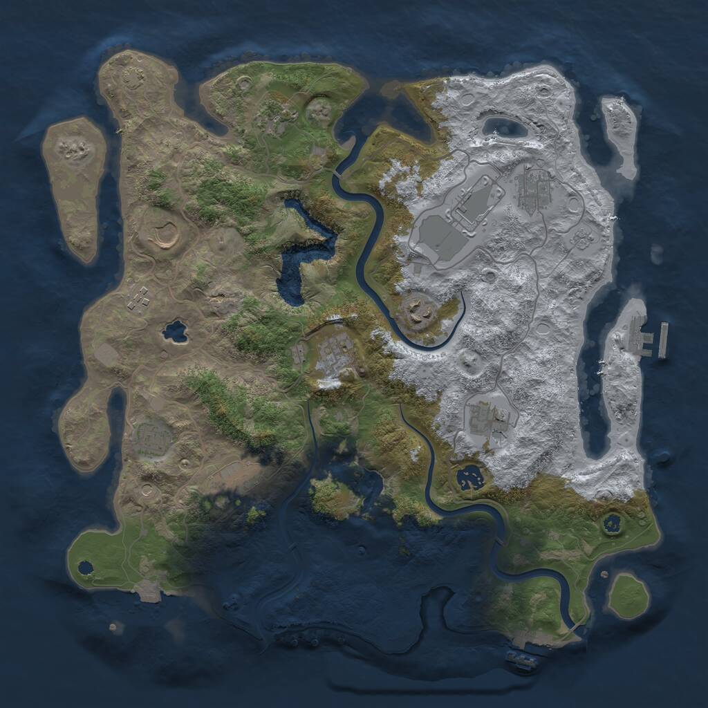 Rust Map: Procedural Map, Size: 4000, Seed: 947693, 17 Monuments