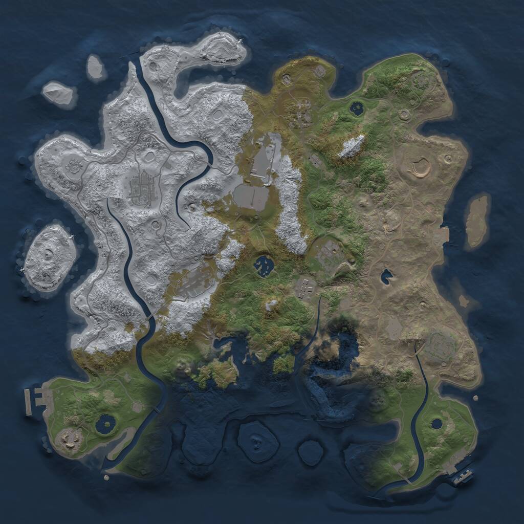 Rust Map: Procedural Map, Size: 4000, Seed: 945761, 16 Monuments