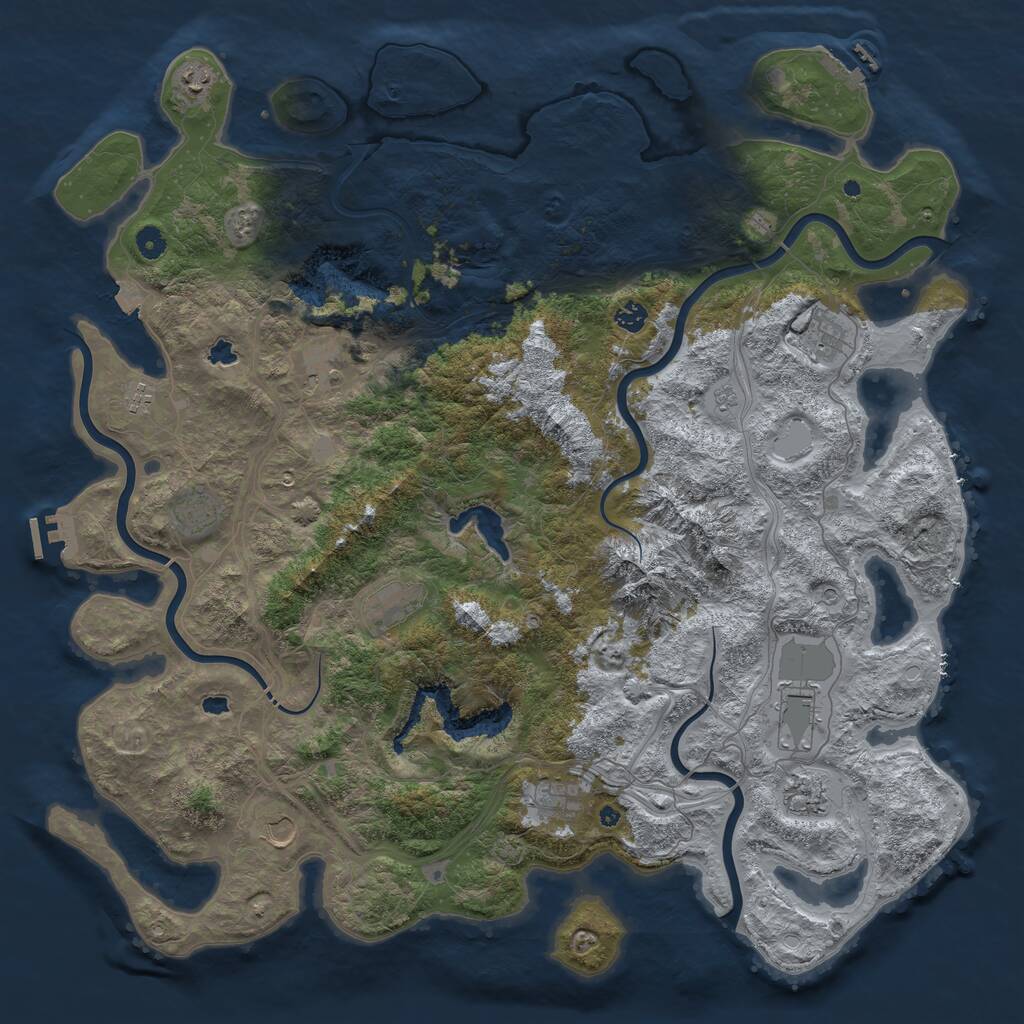 Rust Map: Procedural Map, Size: 5000, Seed: 104, 17 Monuments