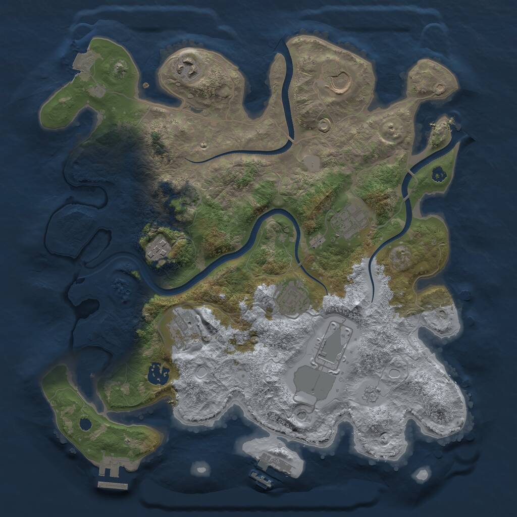 Rust Map: Procedural Map, Size: 3500, Seed: 379162, 14 Monuments
