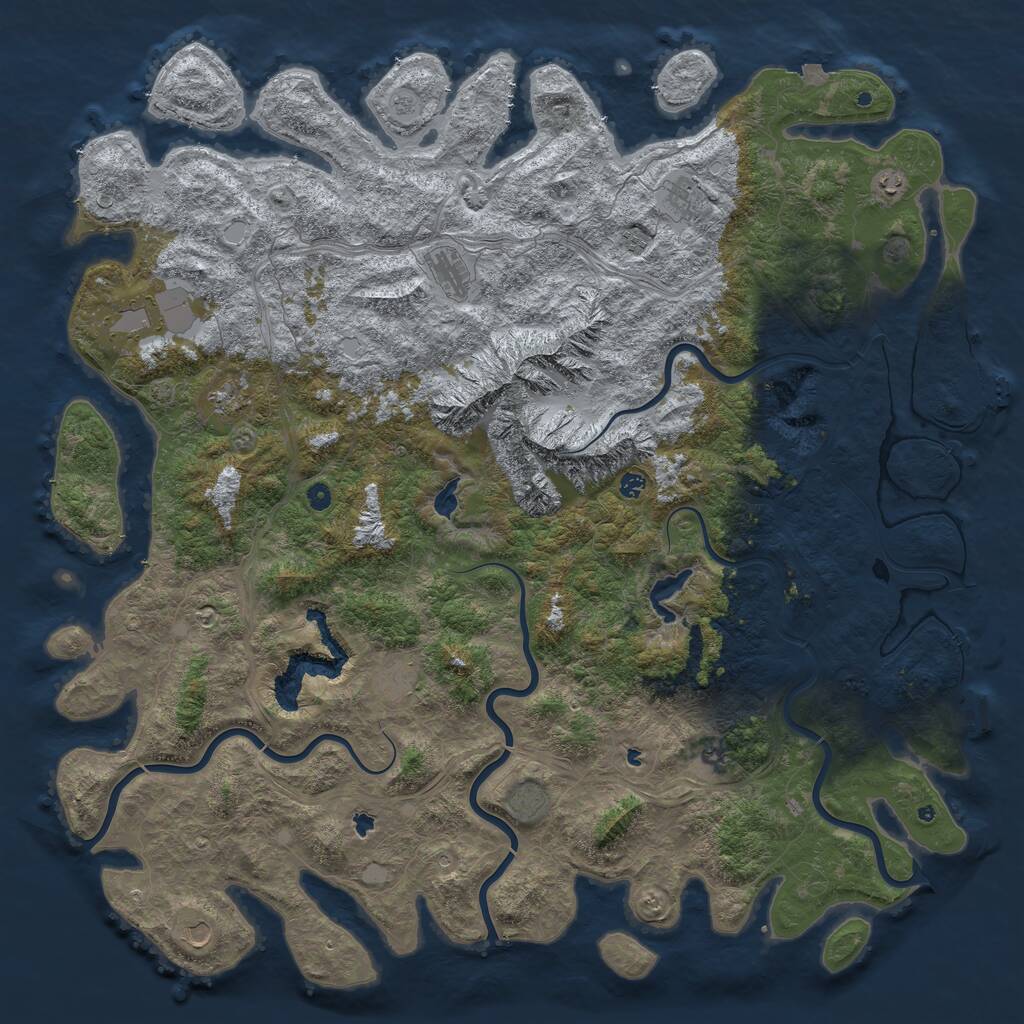 Rust Map: Procedural Map, Size: 6000, Seed: 1258963820, 17 Monuments
