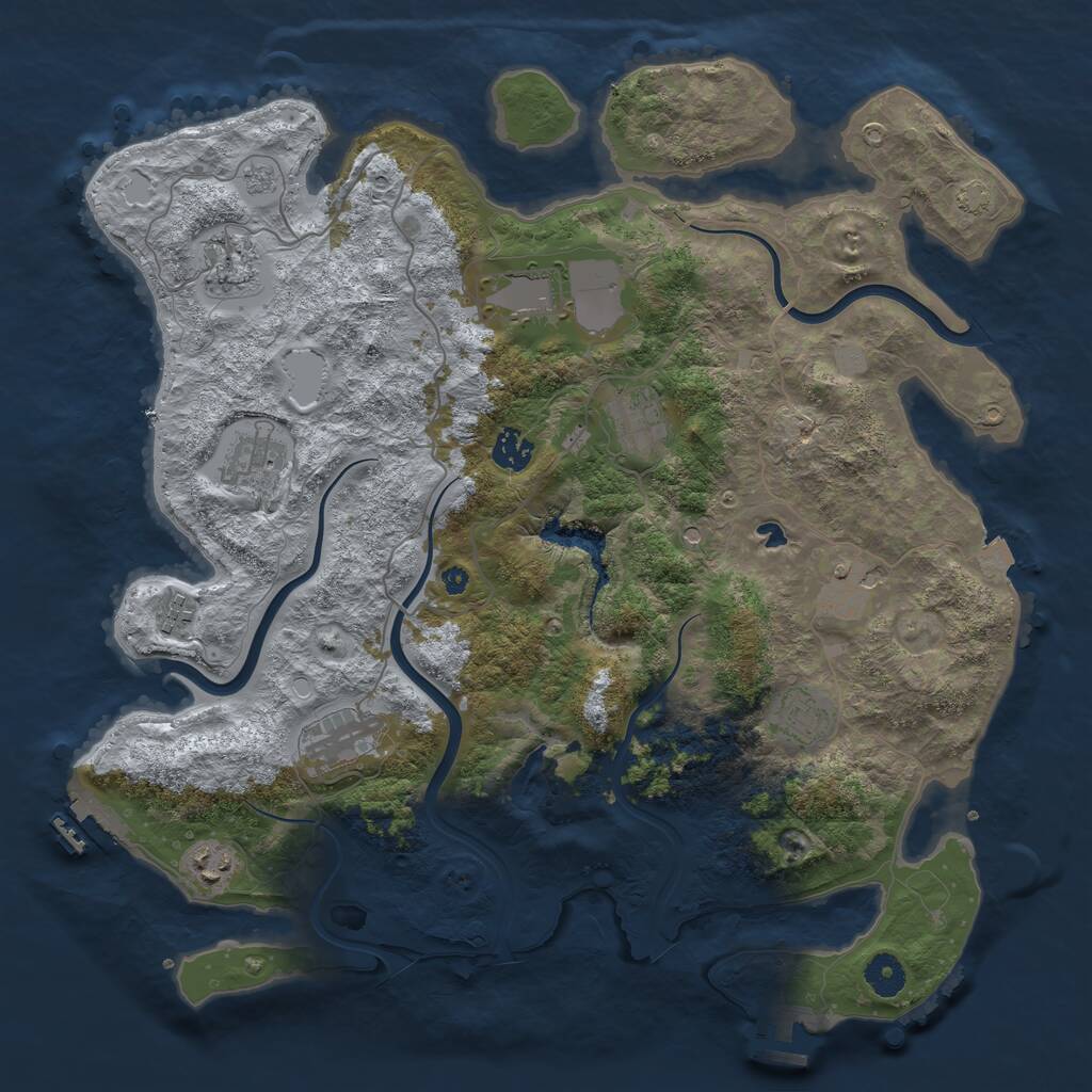 Rust Map: Procedural Map, Size: 4000, Seed: 595904, 16 Monuments