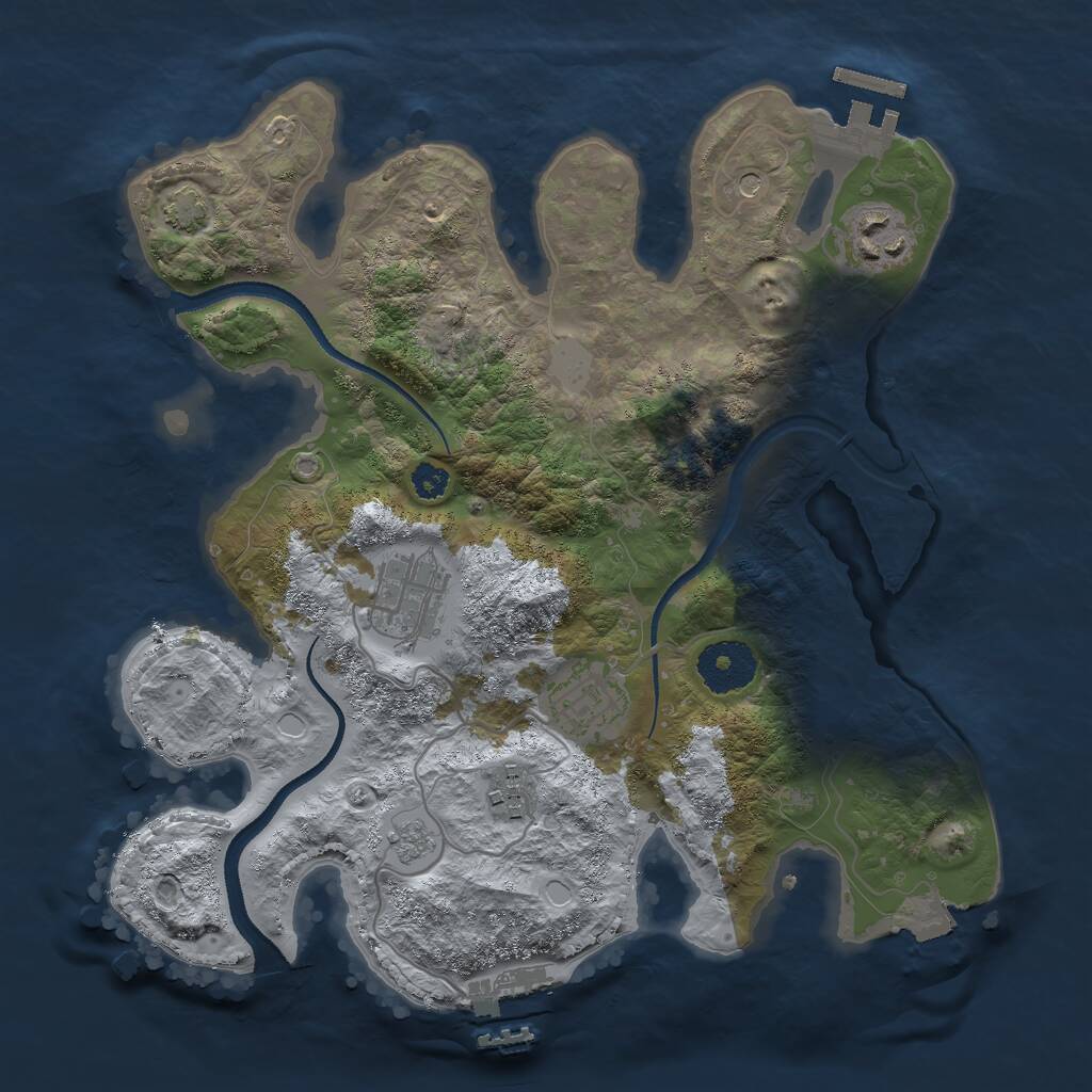 Rust Map: Procedural Map, Size: 3000, Seed: 16681, 10 Monuments
