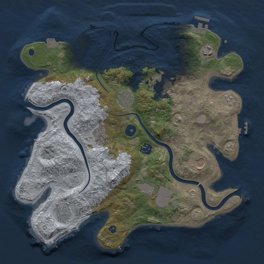 Rust Map: Procedural Map, Size: 3500, Seed: 9949513, 15 Monuments