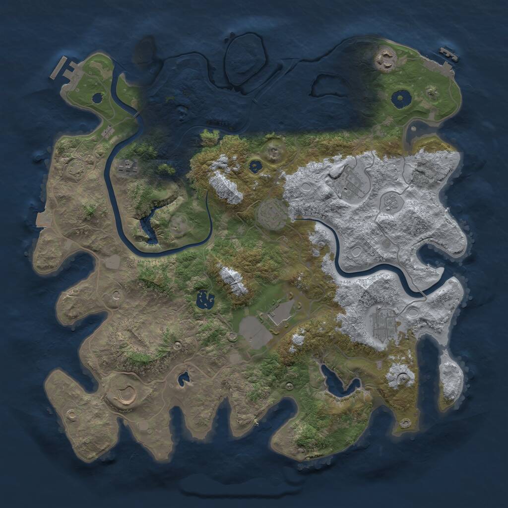 Rust Map: Procedural Map, Size: 4000, Seed: 855351, 14 Monuments