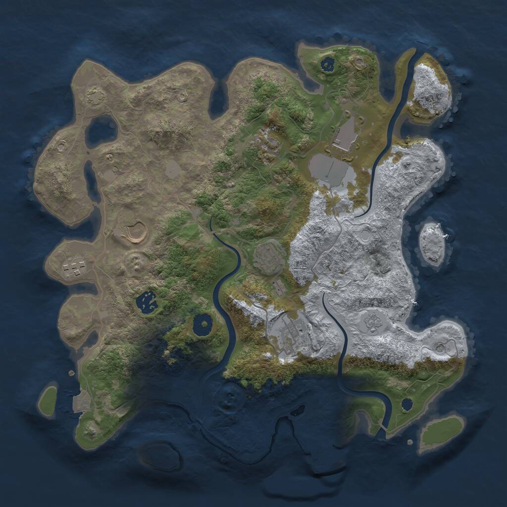 Rust Map: Procedural Map, Size: 3500, Seed: 291424, 12 Monuments