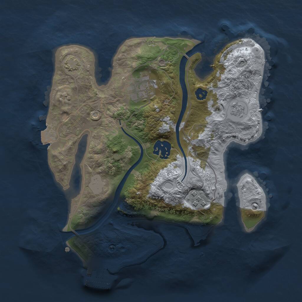 Rust Map: Procedural Map, Size: 2500, Seed: 2734, 7 Monuments