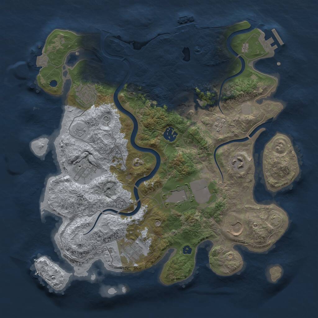 Rust Map: Procedural Map, Size: 3500, Seed: 436293, 15 Monuments