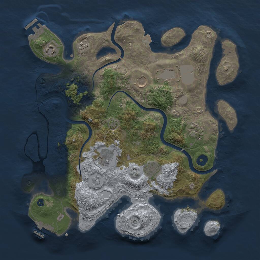Rust Map: Procedural Map, Size: 3500, Seed: 837368, 13 Monuments