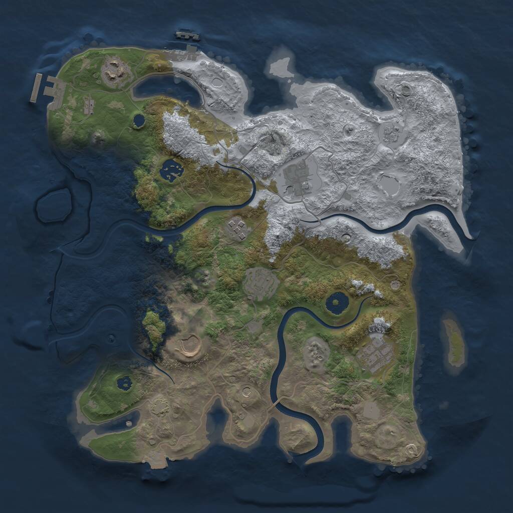Rust Map: Procedural Map, Size: 3500, Seed: 641846, 13 Monuments