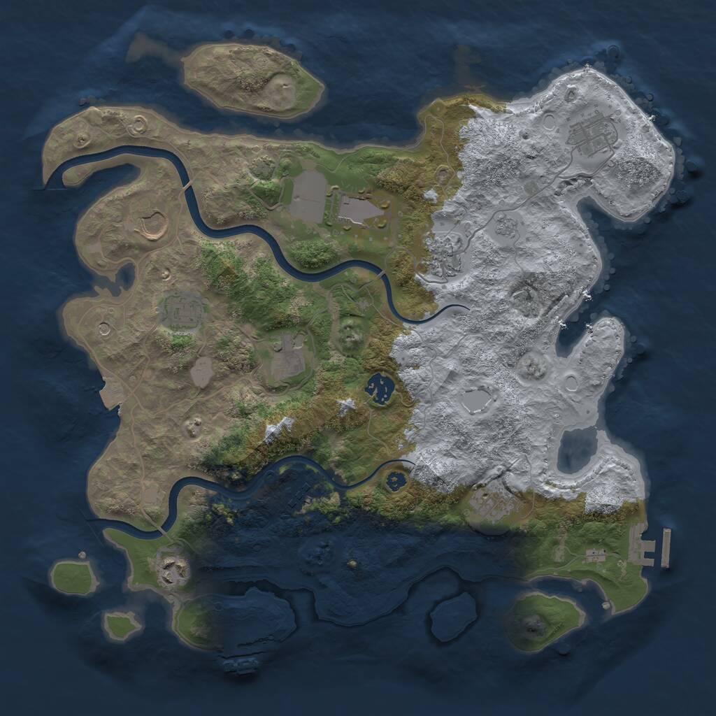 Rust Map: Procedural Map, Size: 3750, Seed: 476943, 16 Monuments