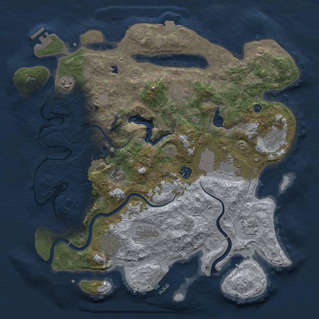 Rust Map: Procedural Map, Size: 4000, Seed: 527489, 16 Monuments