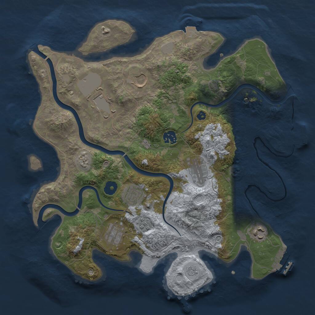 Rust Map: Procedural Map, Size: 3500, Seed: 1802665277, 14 Monuments
