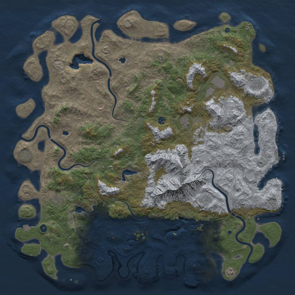 Rust Map: Procedural Map, Size: 6000, Seed: 1421540658, 17 Monuments