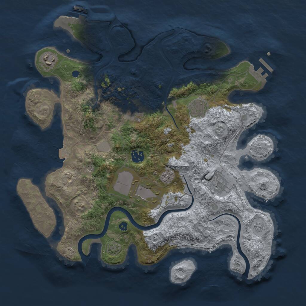 Rust Map: Procedural Map, Size: 3500, Seed: 83232, 13 Monuments