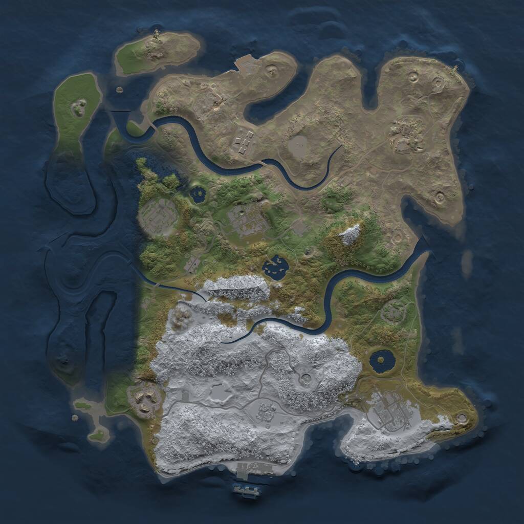 Rust Map: Procedural Map, Size: 3250, Seed: 888888, 12 Monuments