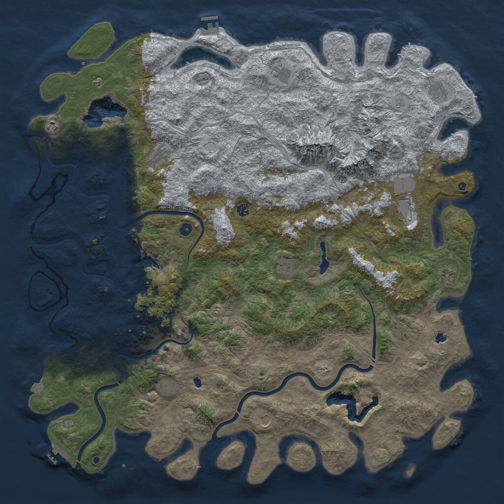 Rust Map: Procedural Map, Size: 6000, Seed: 91301046, 17 Monuments
