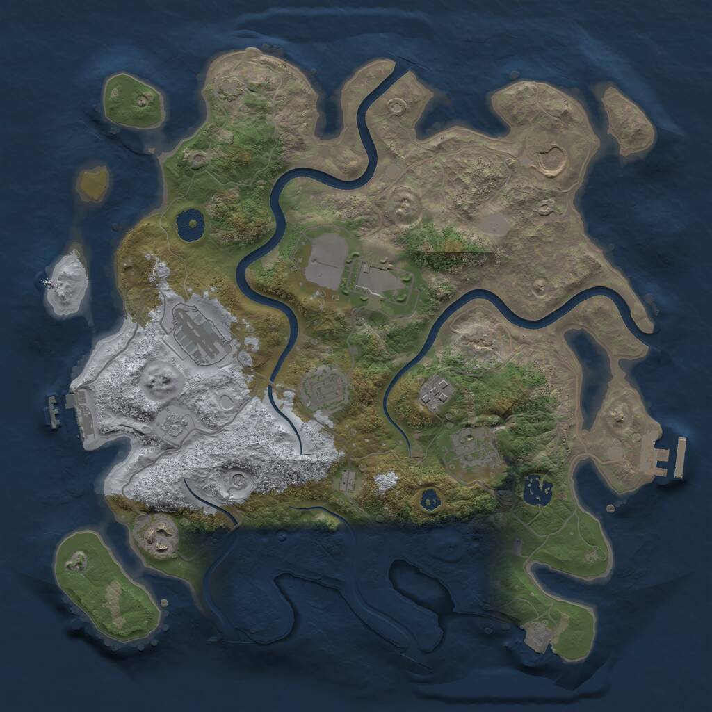 Rust Map: Procedural Map, Size: 3500, Seed: 994011489, 14 Monuments
