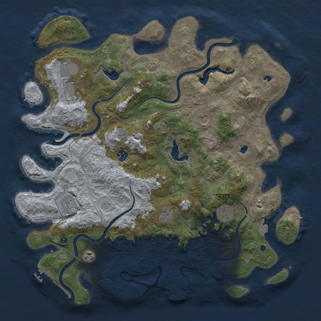 Rust Map: Procedural Map, Size: 4500, Seed: 1189905666, 14 Monuments