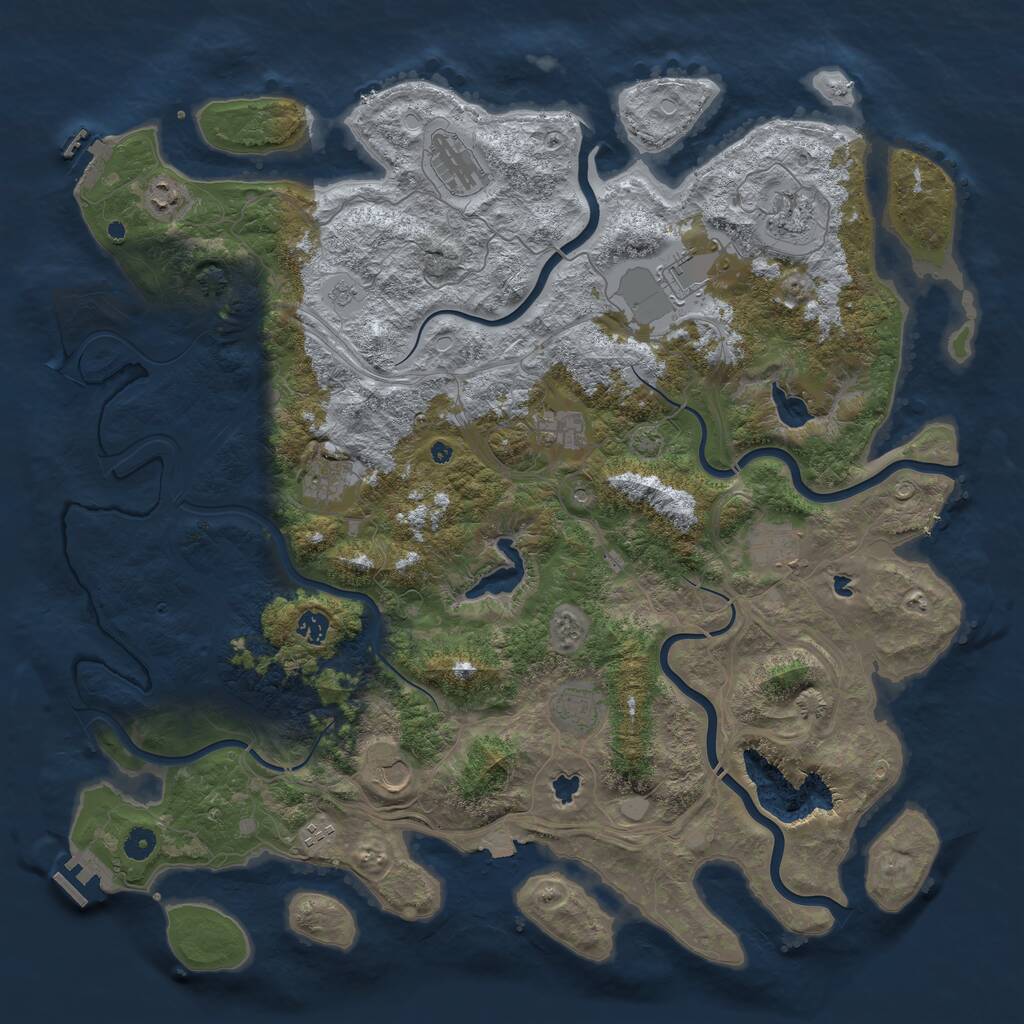 Rust Map: Procedural Map, Size: 4800, Seed: 1305543730, 17 Monuments