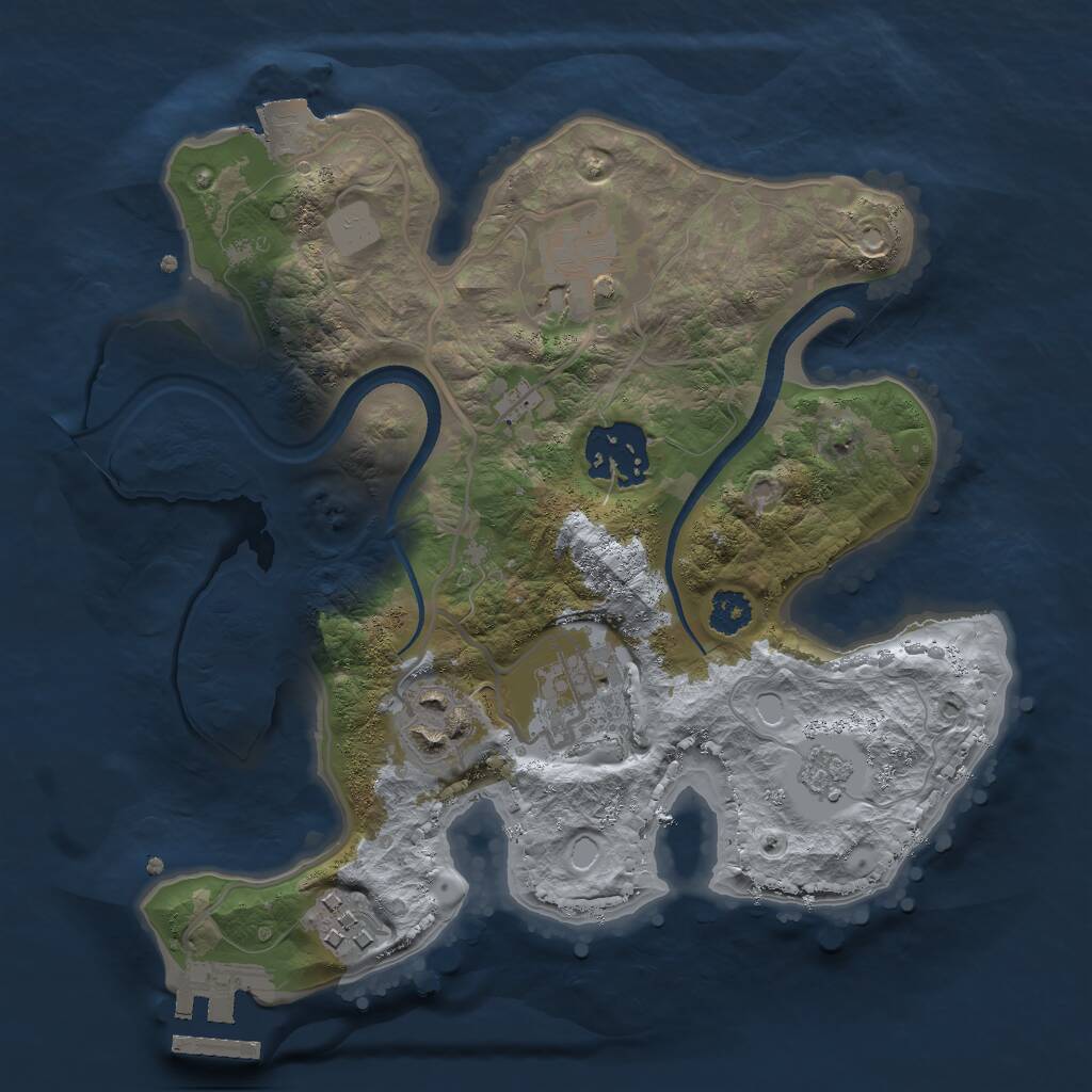 Rust Map: Procedural Map, Size: 2500, Seed: 328756, 8 Monuments