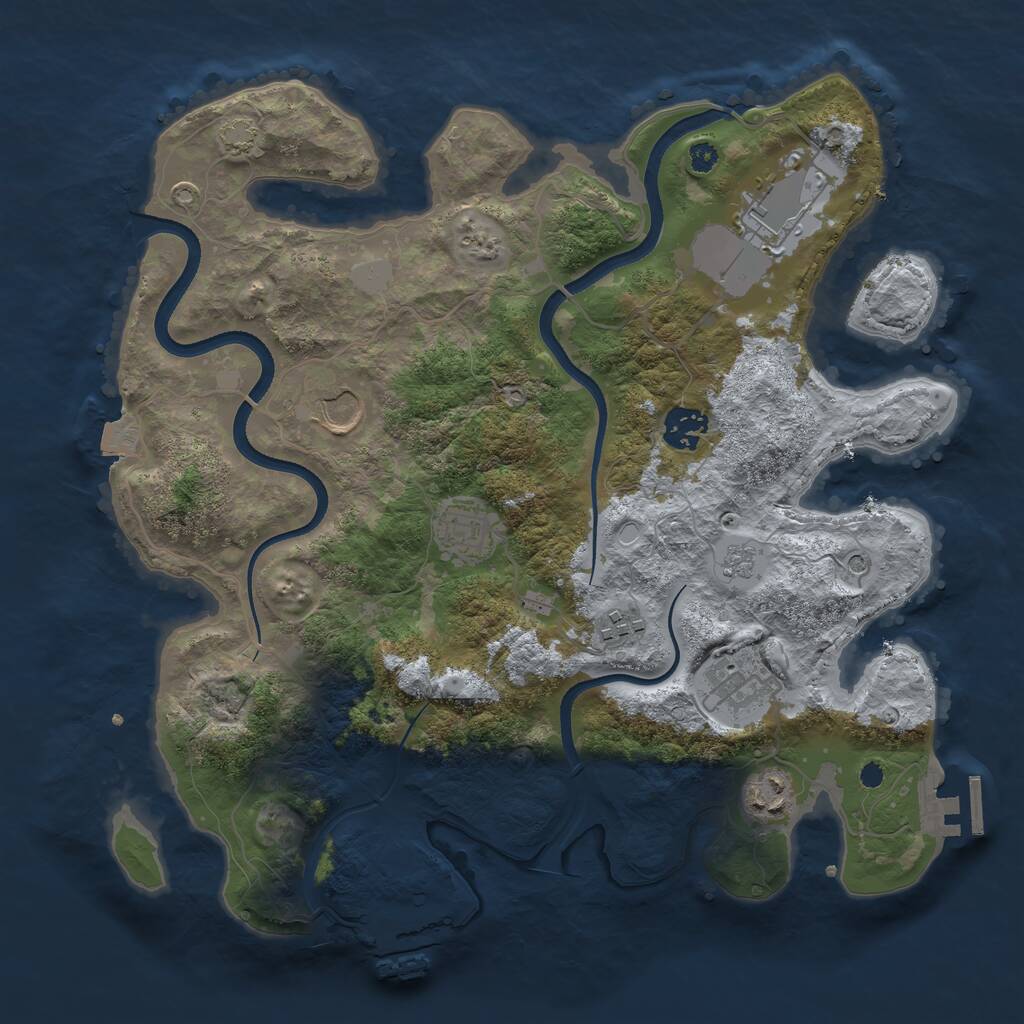 Rust Map: Procedural Map, Size: 3500, Seed: 1458591803, 13 Monuments