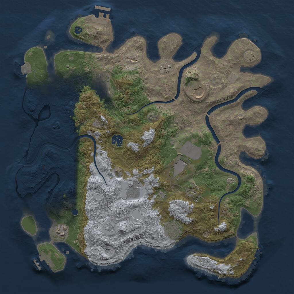 Rust Map: Procedural Map, Size: 3800, Seed: 729342413, 15 Monuments